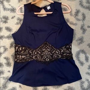 Blue and black lace dress shirt